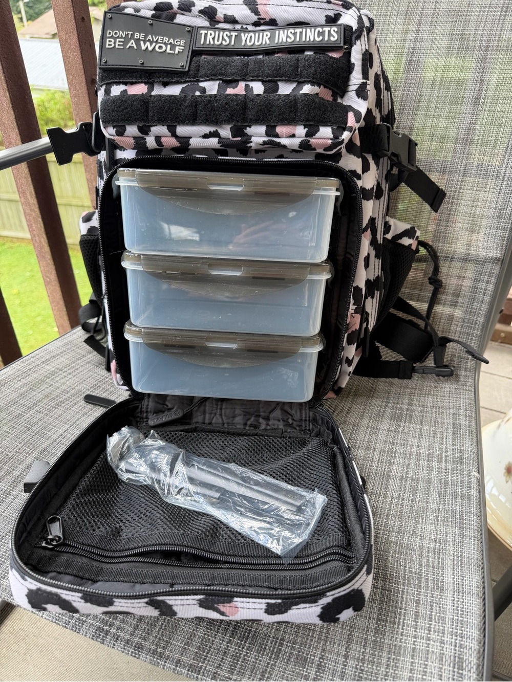 Women’s Leopard Print Tactical Backpack - Pink & Black Meal Prep 35L - Picture 5 of 9